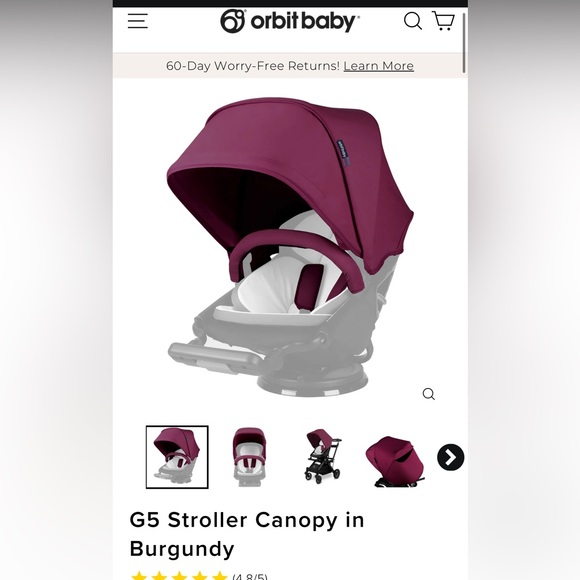 G5 Stroller Canopy in Burgundy. - Picture 1 of 3